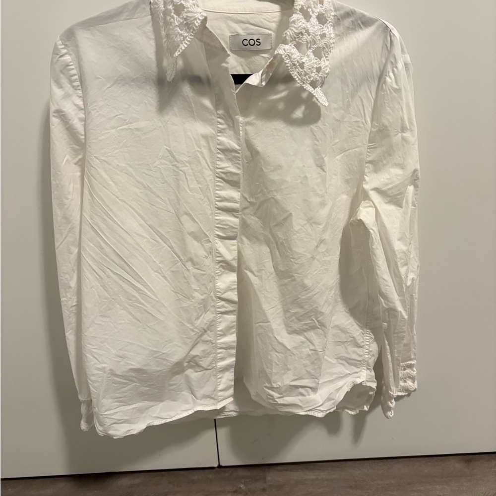 COS White Crochet Collar Shirt